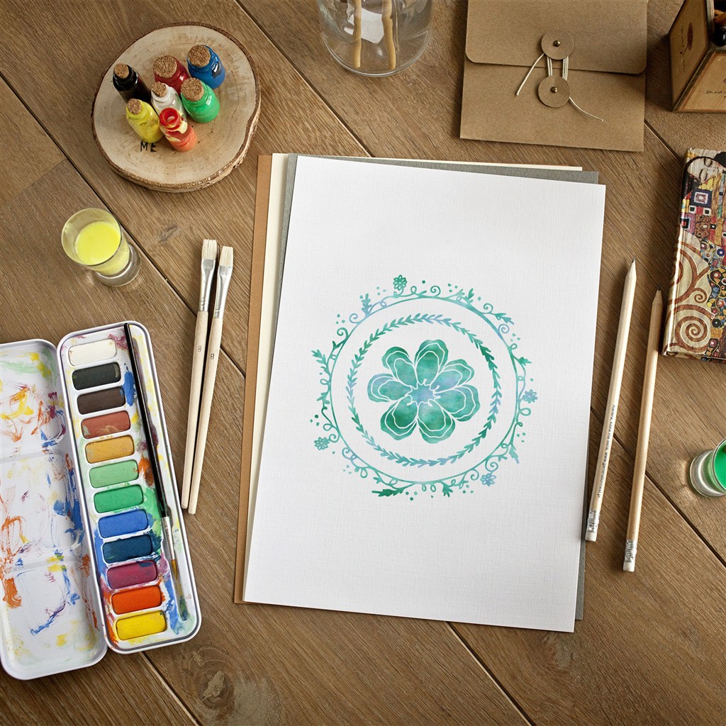 手绘设计颜料水彩样机