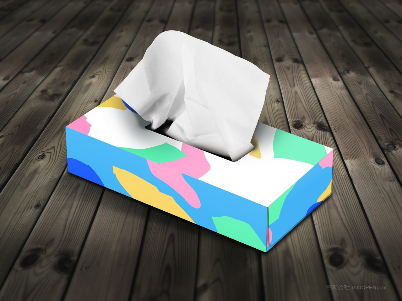 蓝色几何餐巾纸纸盒样机 (4)