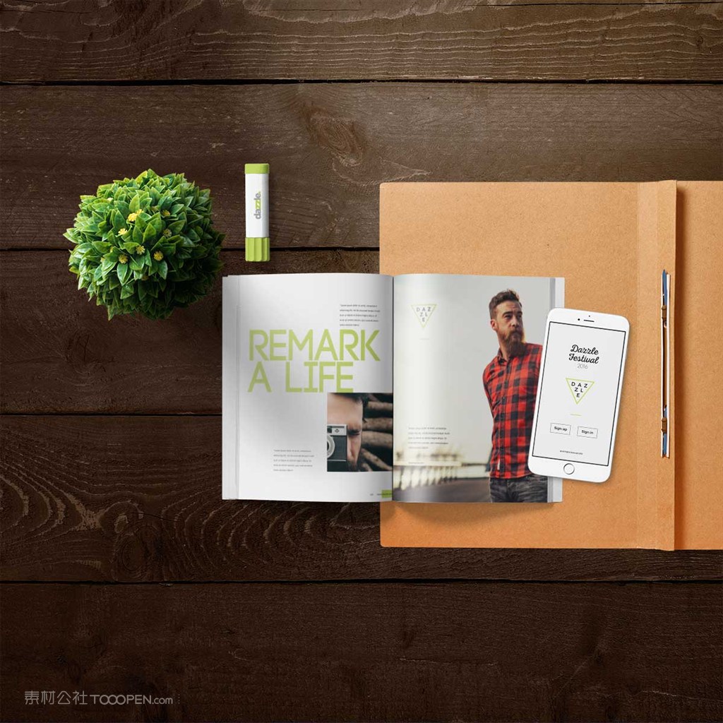 时尚女性桌面vi手机杂志样机贴图