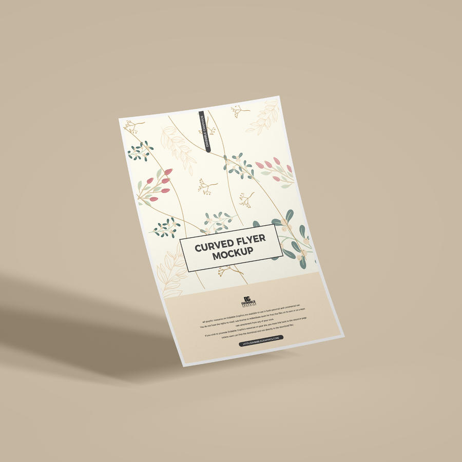 自由浮动弯曲海报样机