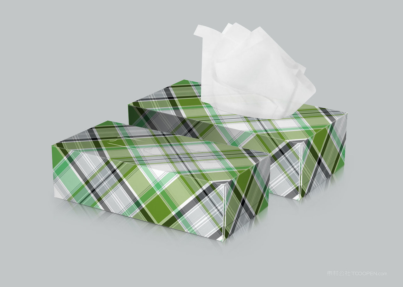 绿色条纹几何餐巾纸纸盒样机 (12)