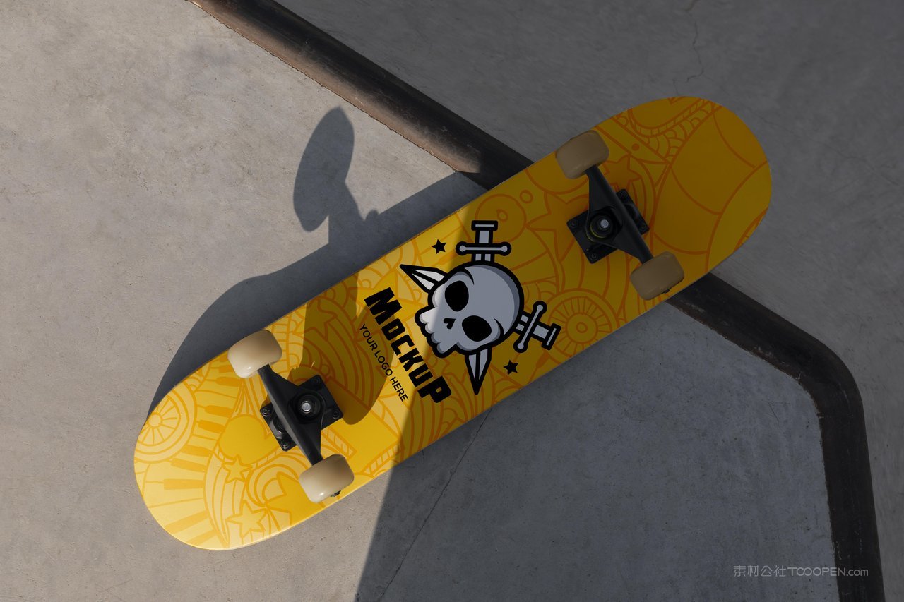 黄色潮流运动双翘滑板模型智能样机  (2)