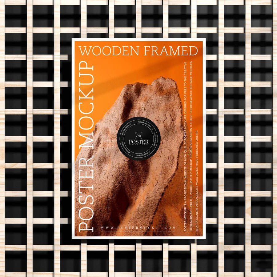 木制框架海报样机