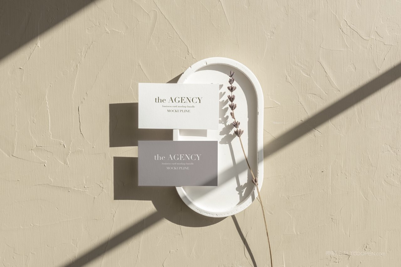 文艺灰色名片光影场景样机