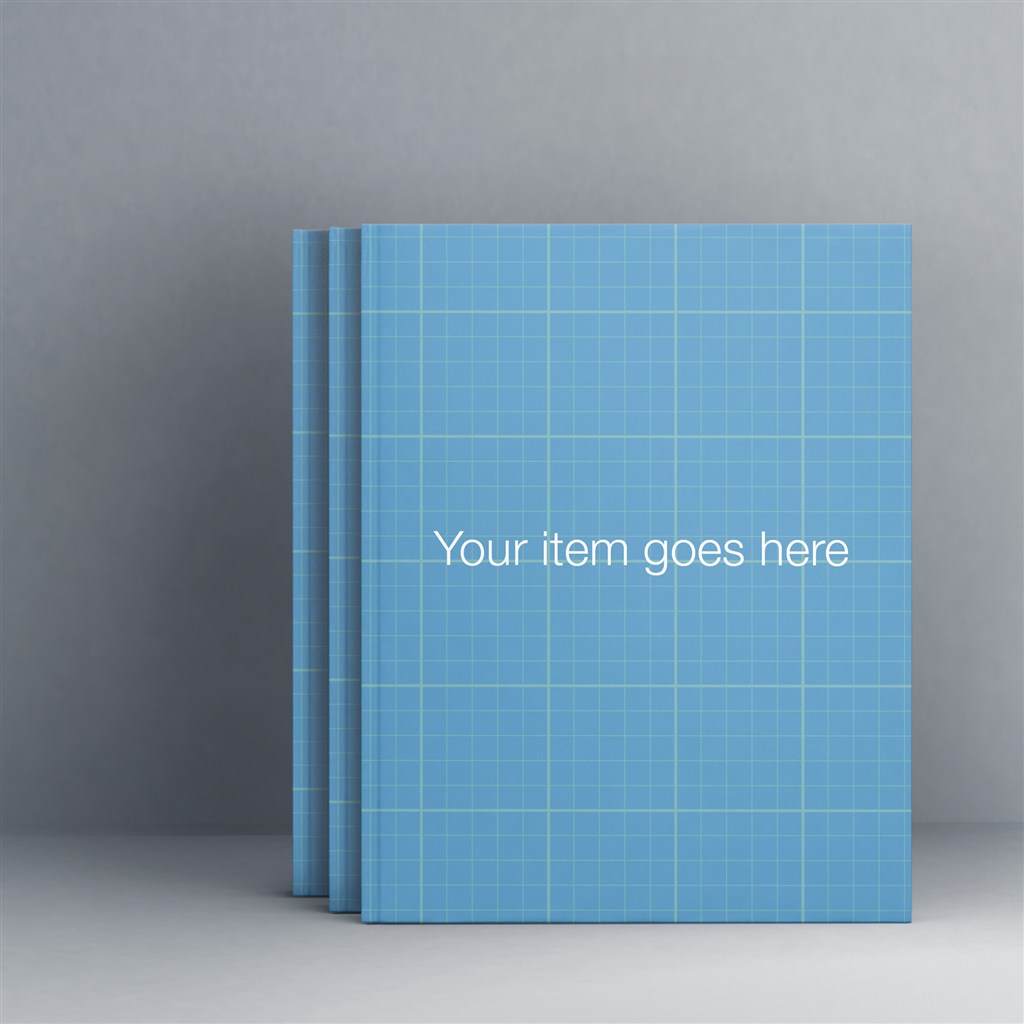 蓝色格纹企业画册样机