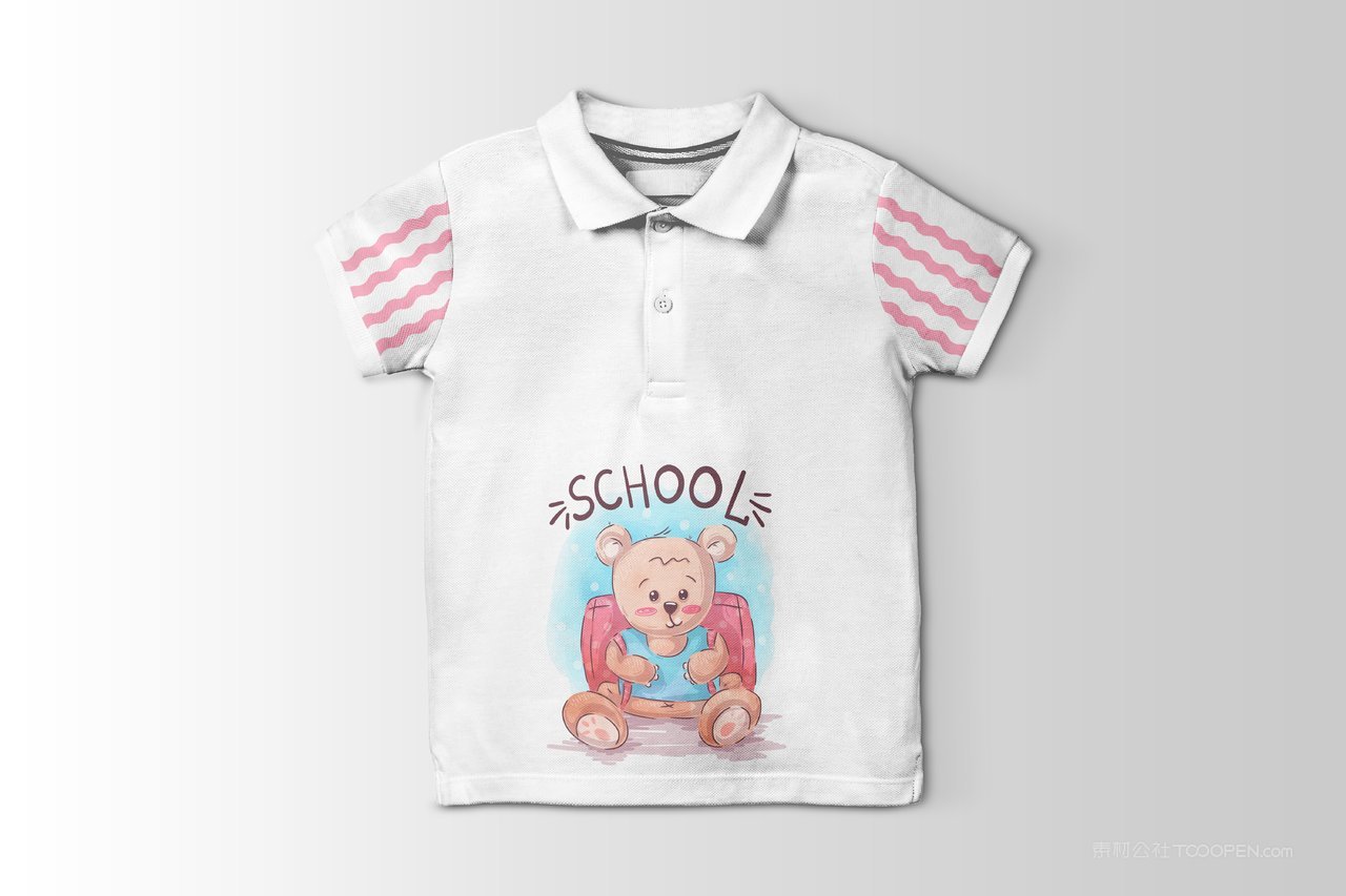 儿童短袖T恤样机服装图案卡通小熊