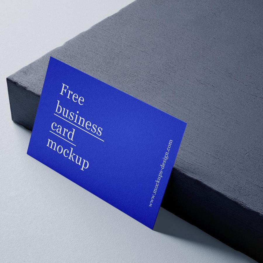 简洁蓝色商务名片场景样机 (5)