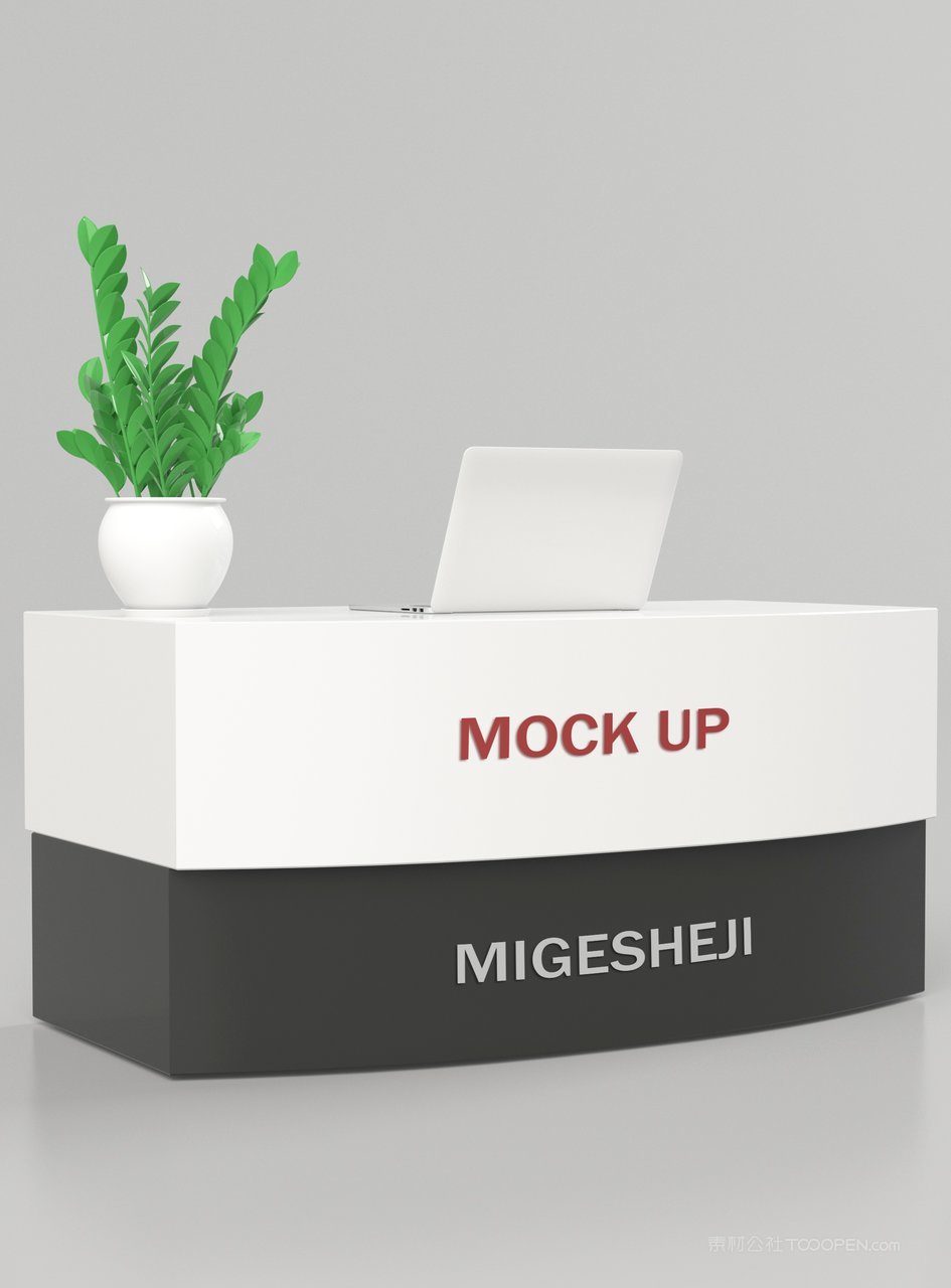 白色简洁前台形象墙logo标志样机前台样机 (13)