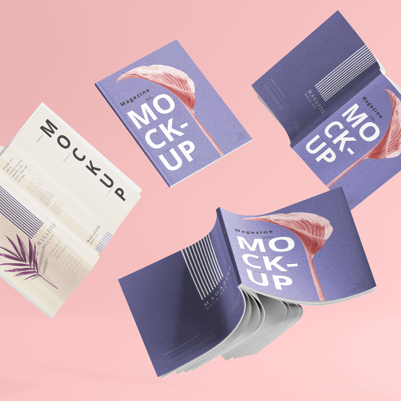 悬浮的画册书籍贴图样机