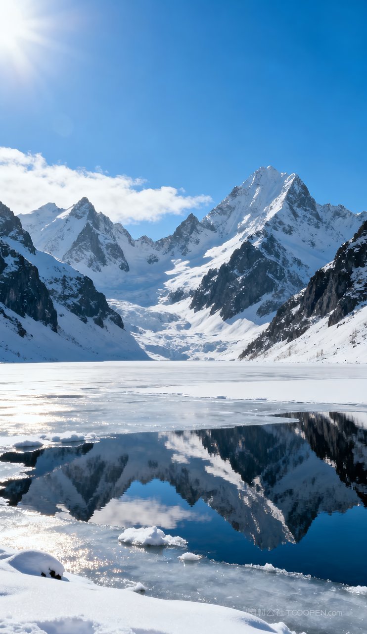 山峰山水意境唯美湖泊青山蓝天天空