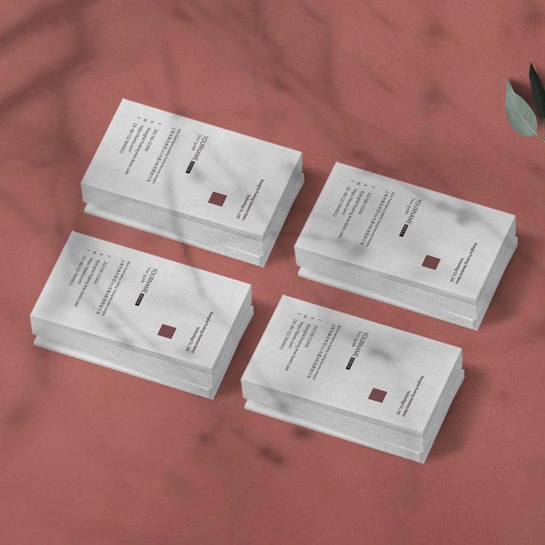 光影下的堆叠名片卡片样机