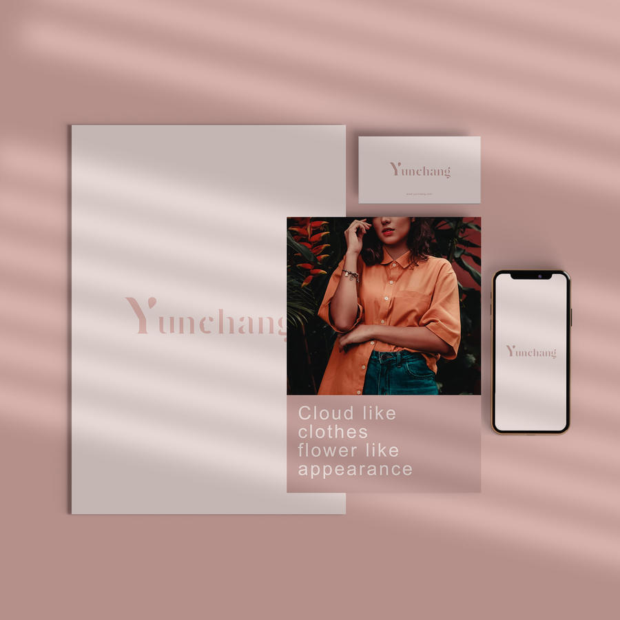 女性服装品牌VI宣传单手机名片贴图样机
