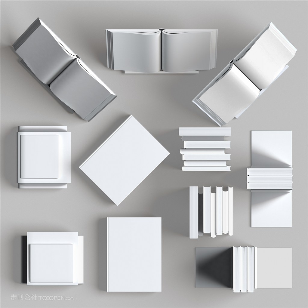 各种角度书籍精装书堆叠主机摆放书籍样机