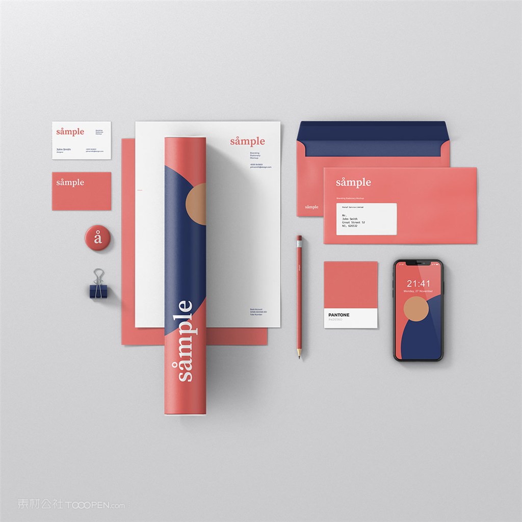 红色明快品牌vi样机模板素材