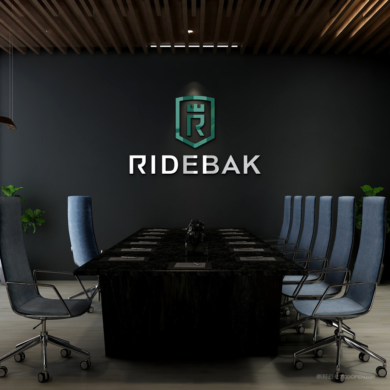 会议室背景墙公司形象墙logo贴图样机