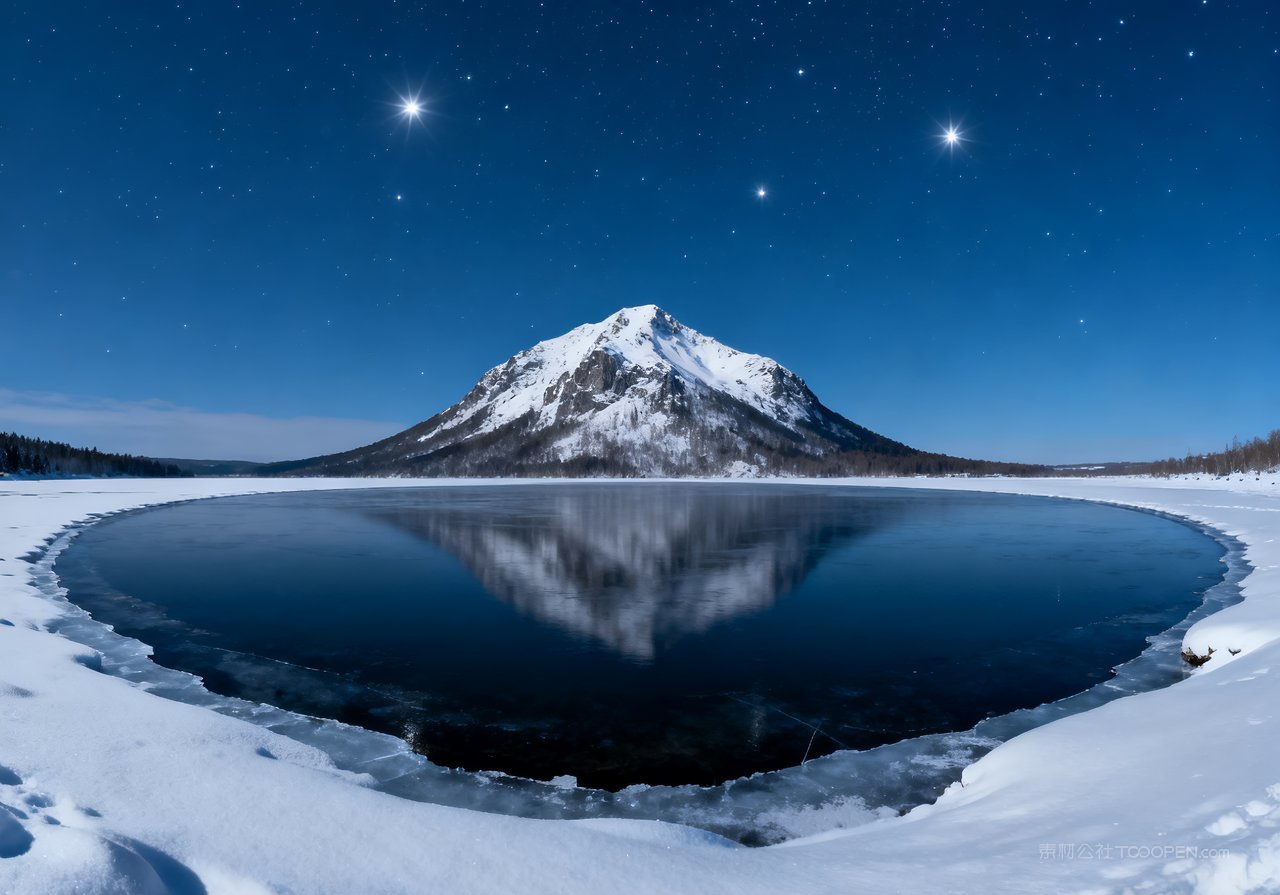 冬天唯美风景冬季山水河流雪景山峰
