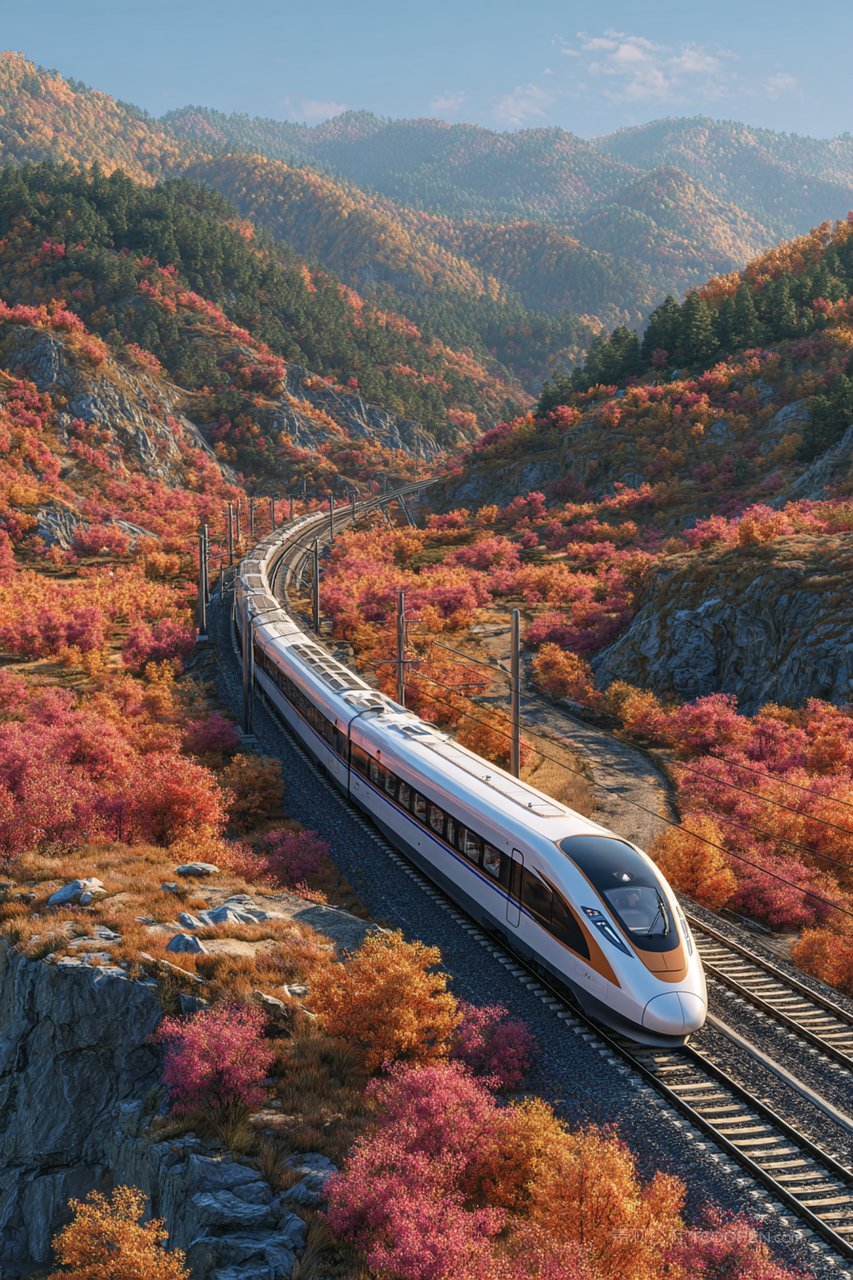 旅行高铁自然色彩