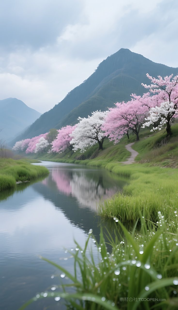 湖泊山水河流群山风景唯美山峰