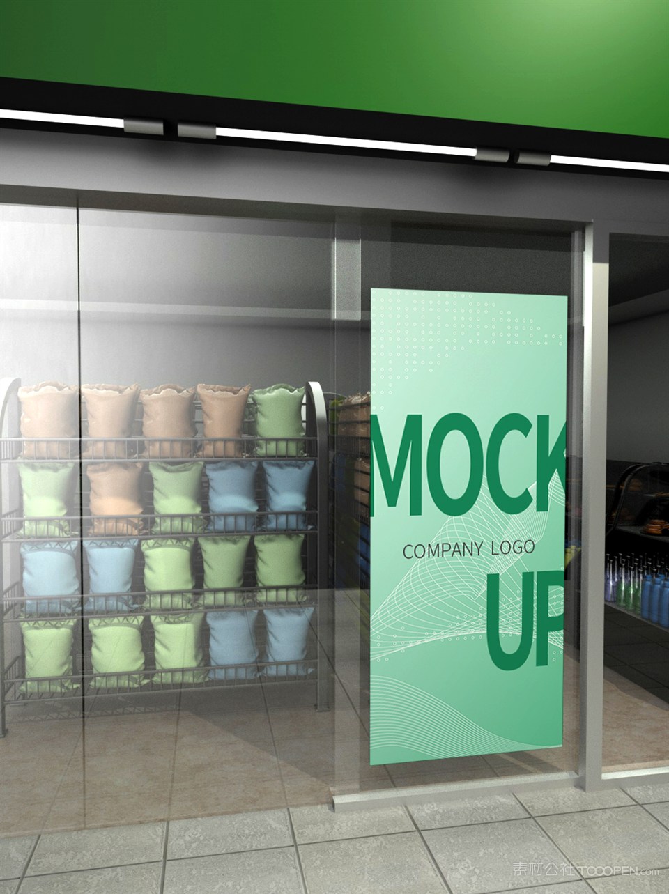 店铺玻璃门海报样机