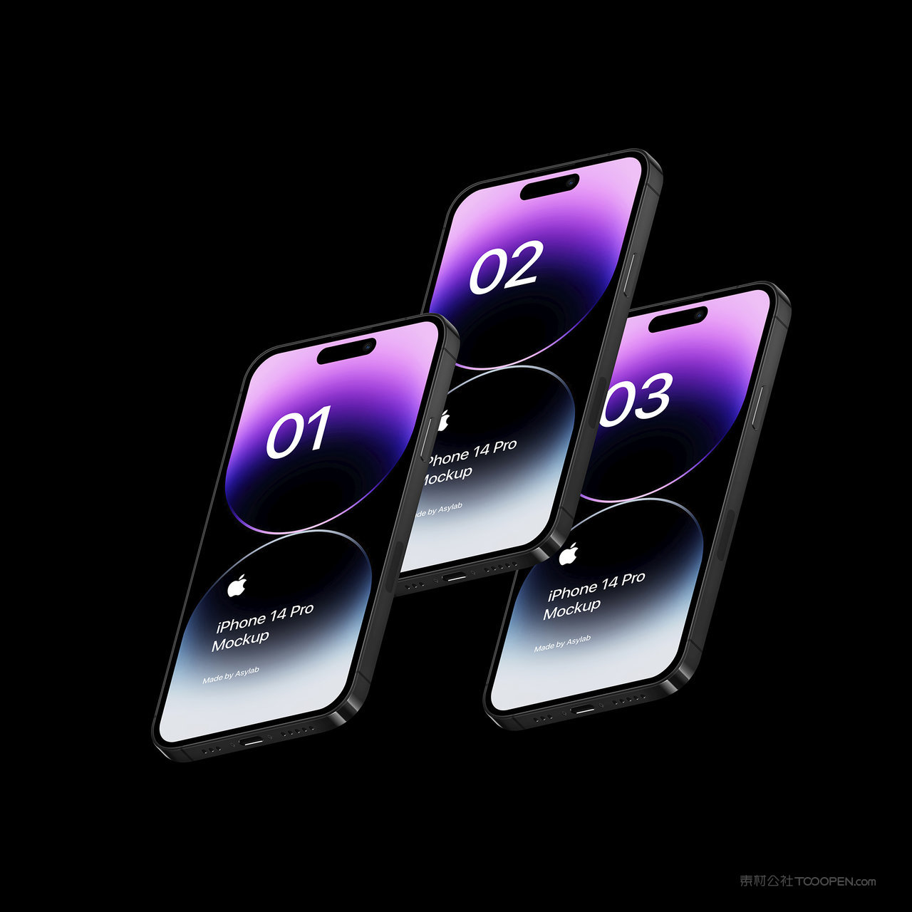 黑色背景悬浮的苹果手机iPhone14Pro贴图样机