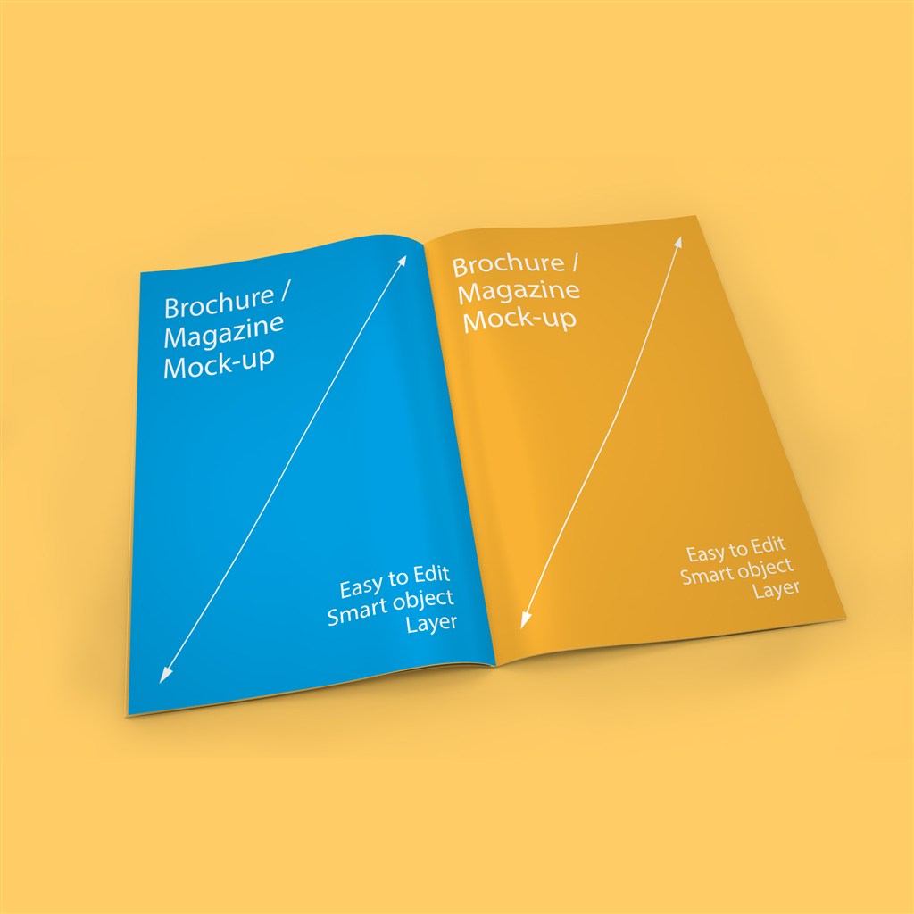 蓝黄配色精美画册样机