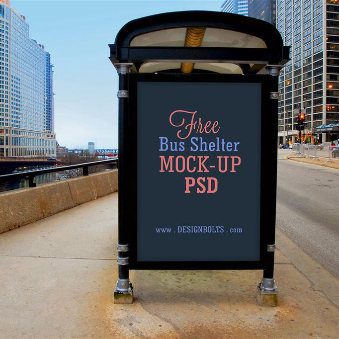 户外街道公交亭广告展示样机