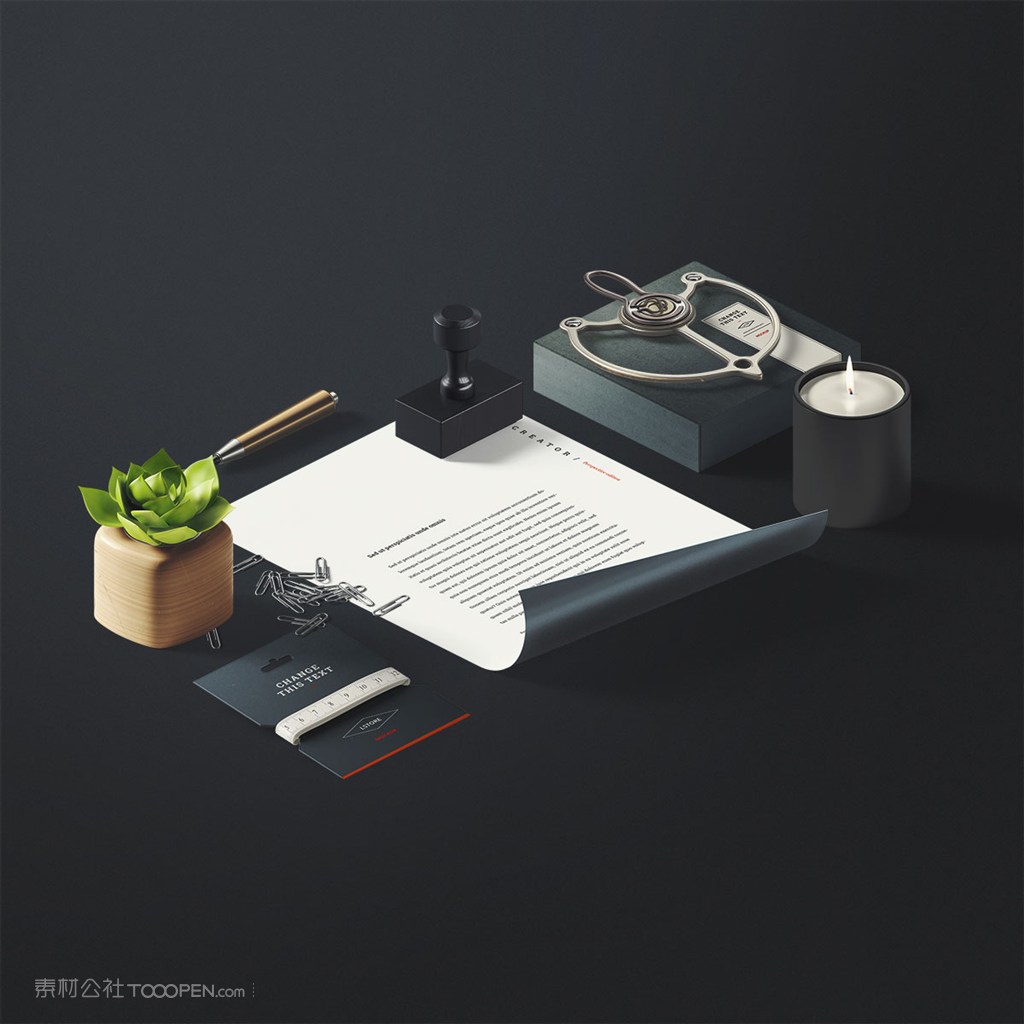 精美黑色办公用品vi样机素材