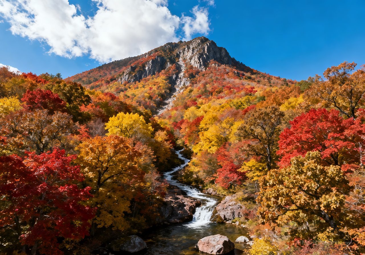 天空唯美秋季山水湖泊意境青山山峰