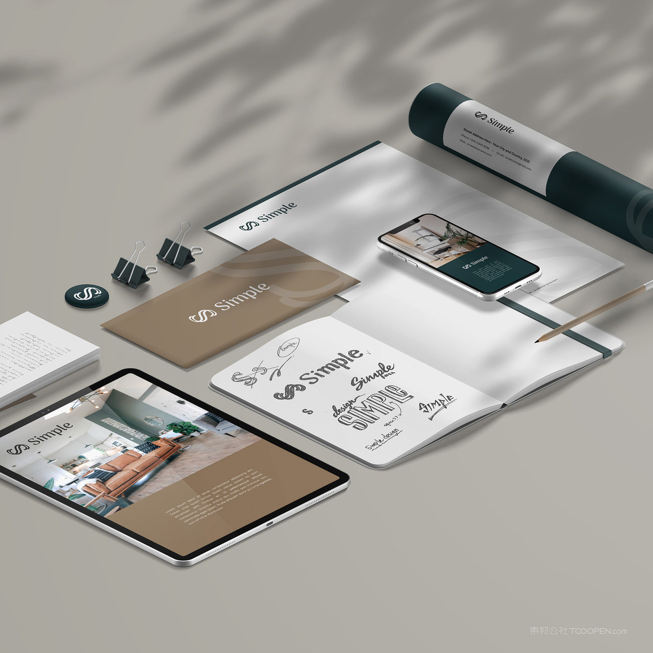 带阴影的VI贴图样机模板