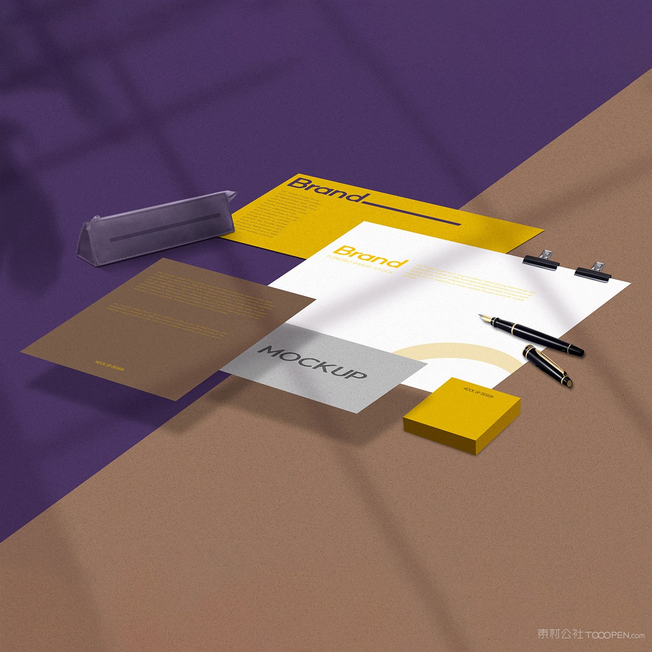 信封文档黄色VI贴图样机