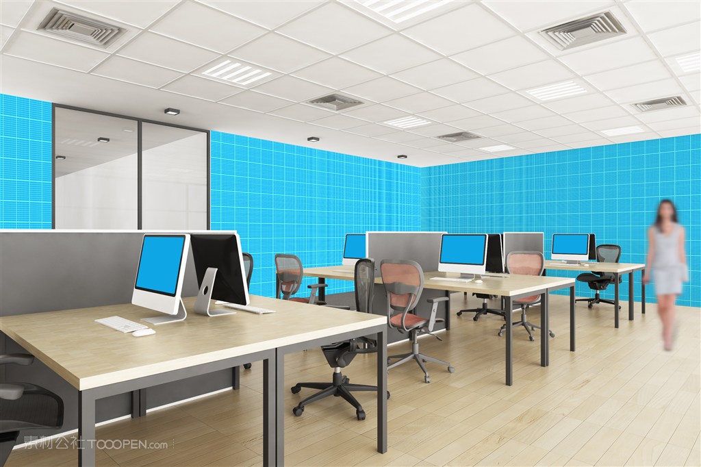 公司企业前台形象墙室内贴图样机设计模板效果VI素材PSD分层