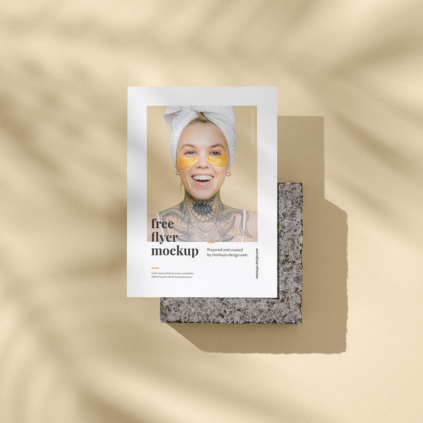 简约时尚宣传单正面样机A4单页样机海报样机光影场景样机