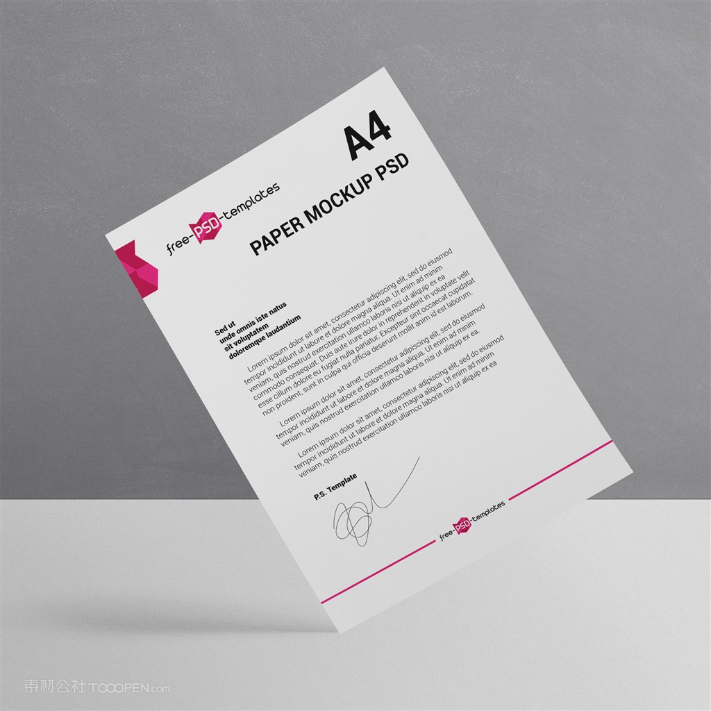 悬浮的A4宣传单商务文档贴图样机
