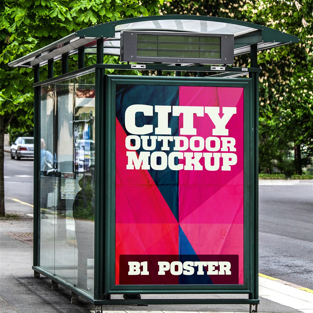 公交车站海报广告样机