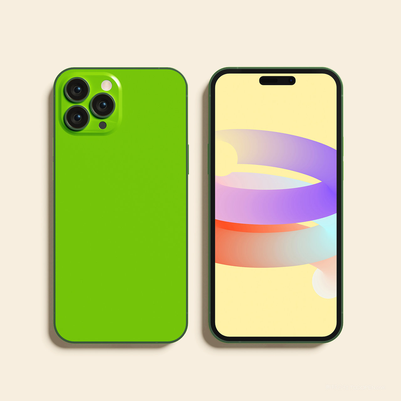 顶视图正反面苹果手机iPhone14Pro贴图样机