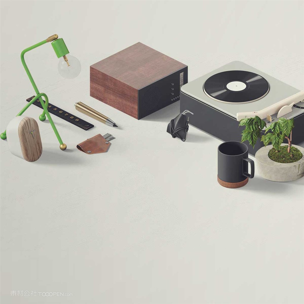 创意复古办公桌面样机素材