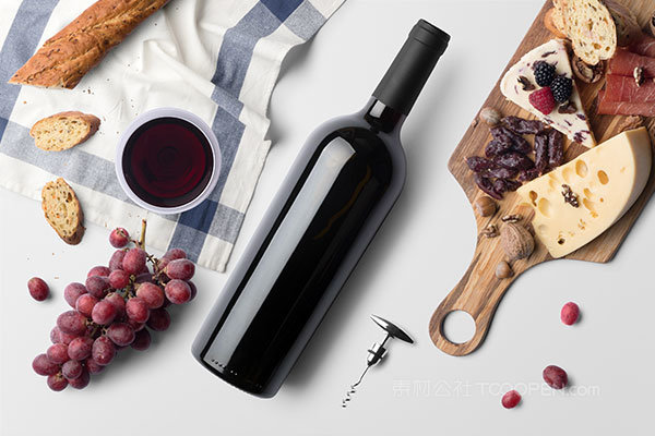 红酒贴图场景样机