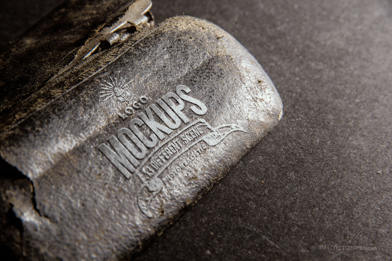 皮革材质企业通用logo标志样机 (2)