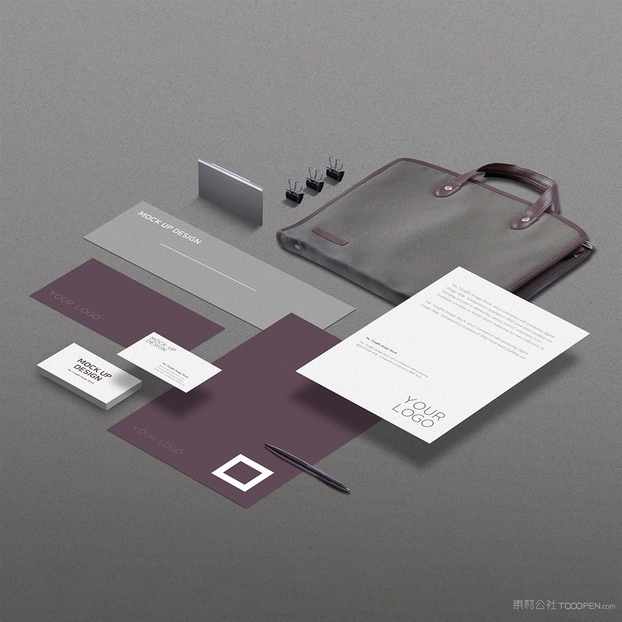 手提袋文档名片信封VI贴图样机