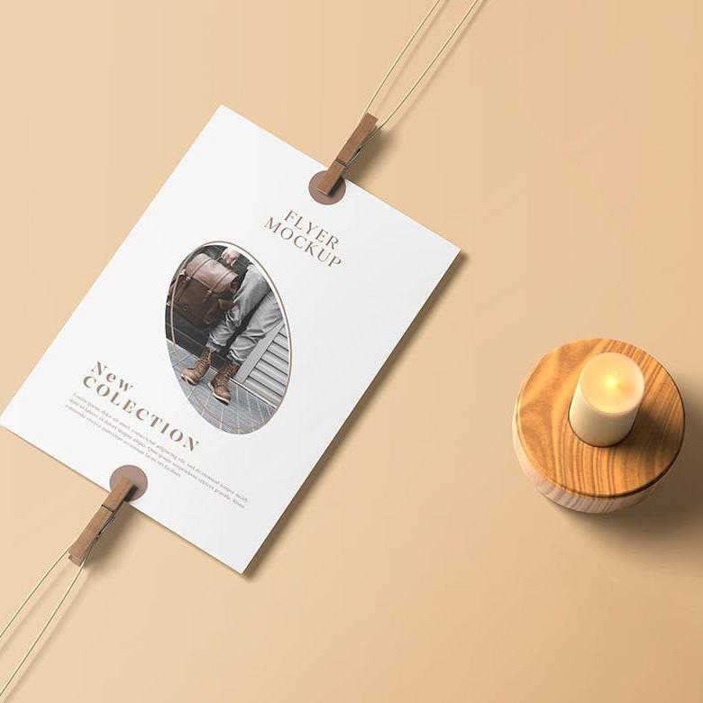 木架子悬挂海报样机