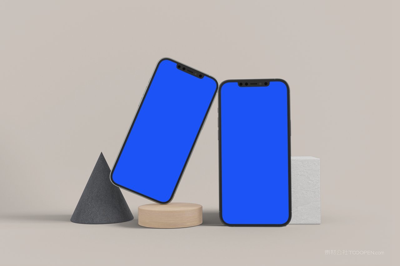 蓝屏手机屏幕场景样机