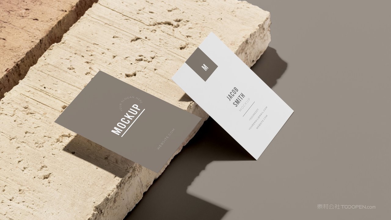 高档轻奢白色名片光影场景样机