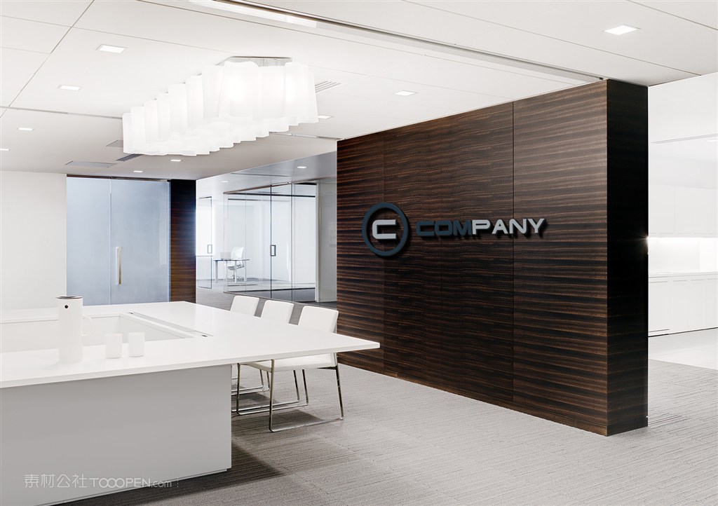 公司企业前台形象墙室内贴图样机设计模板效果VI素材PSD分层