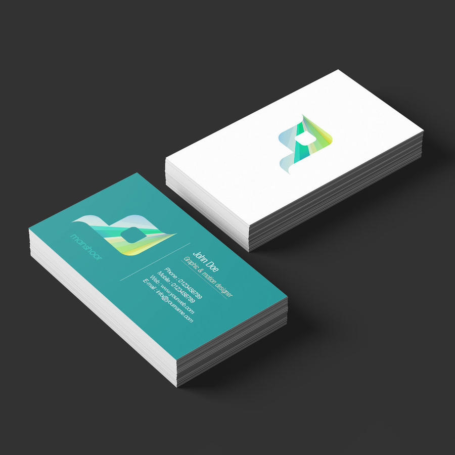 清新堆叠名片样机