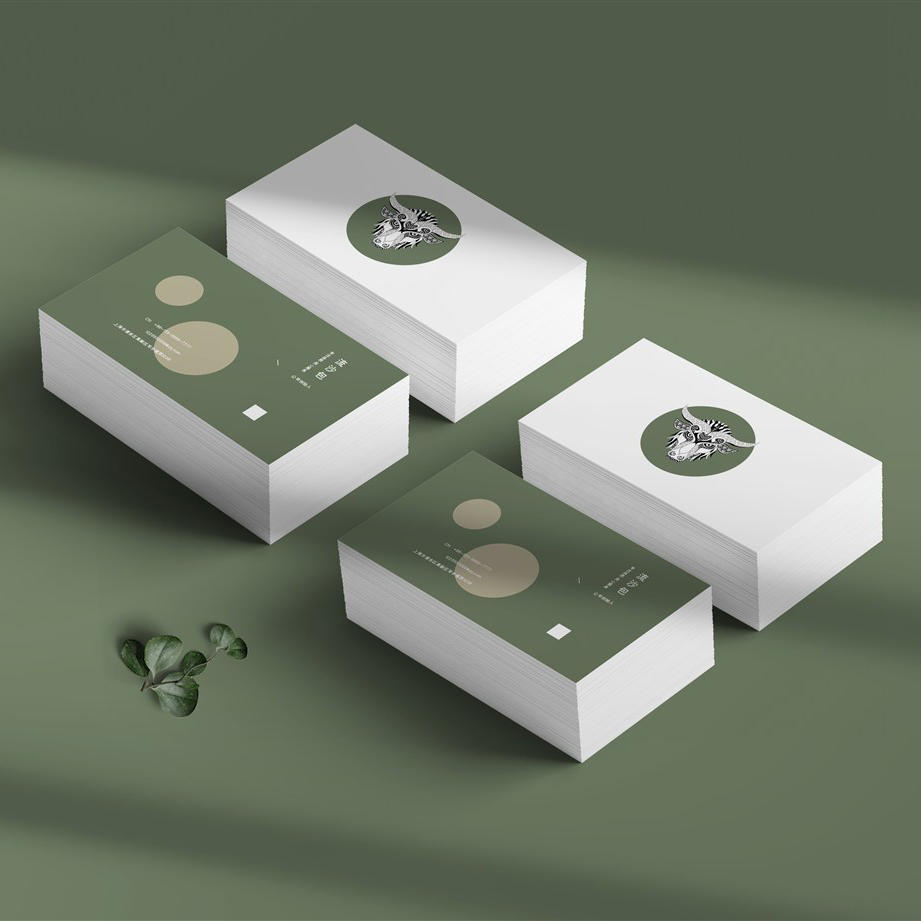 抹茶绿精致时尚名片卡片样机