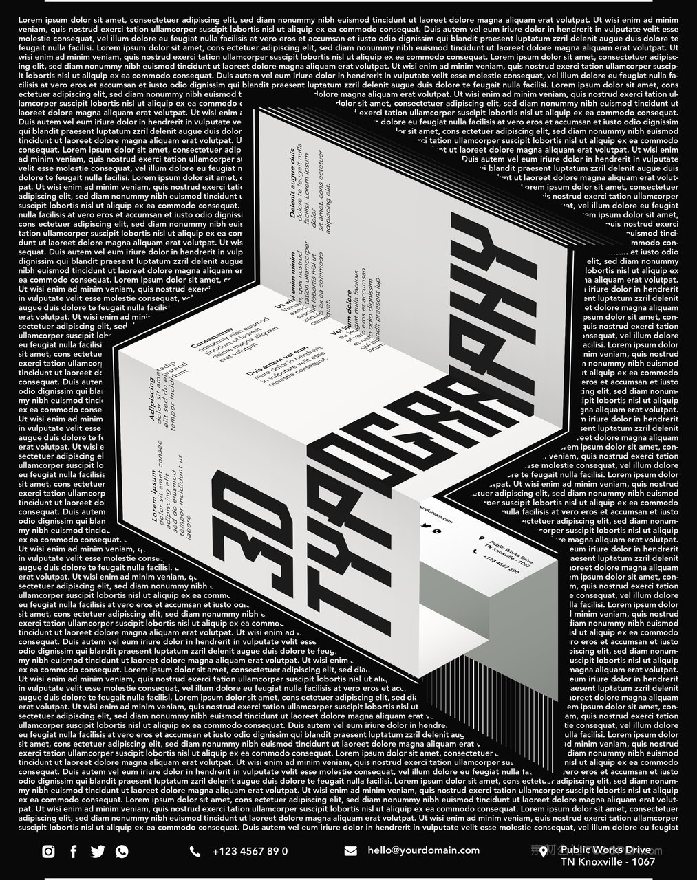 3d立体多面结构文字空间环绕折叠海报标题字体特效样机 (7)