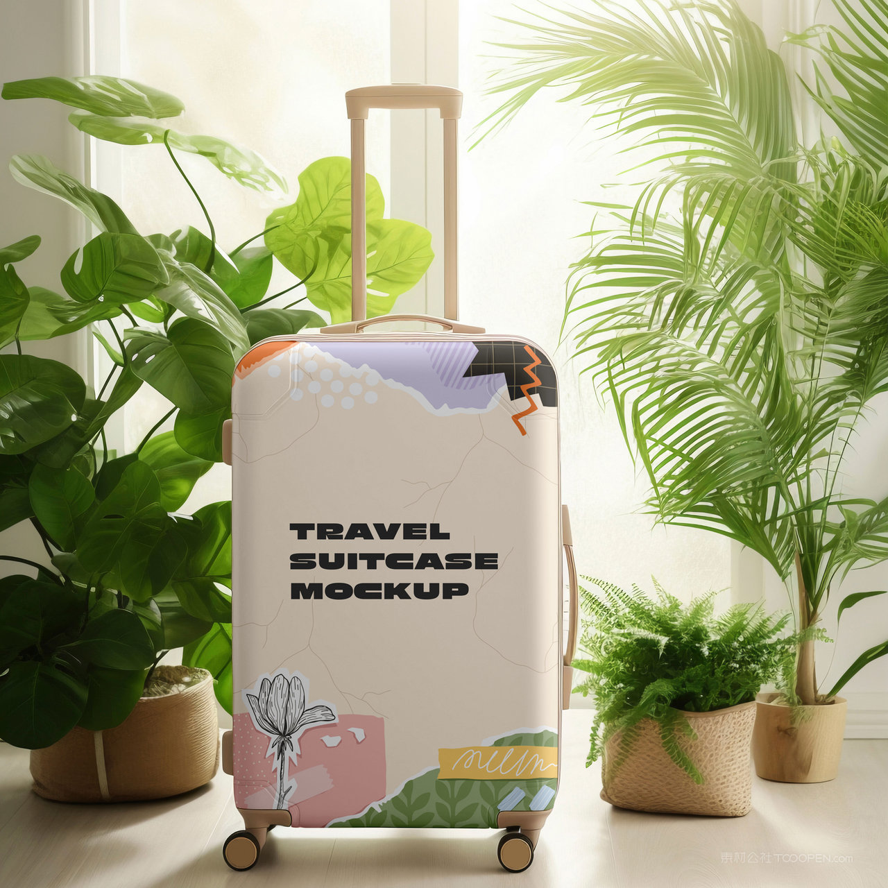 潮范行李箱贴图样机