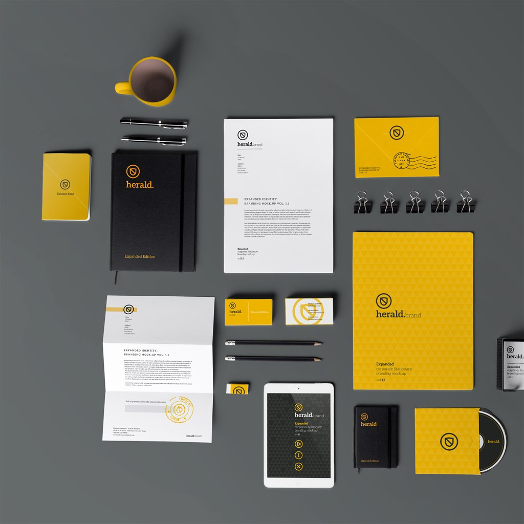 商务精致黄黑色调VI样机