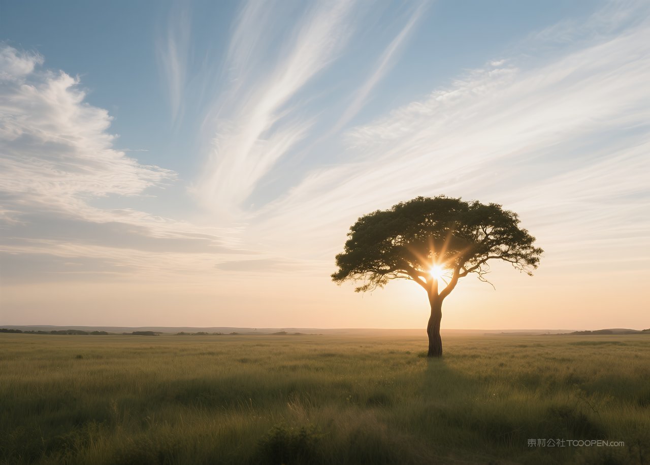 天空风景唯美落日云层日落自然景观云彩
