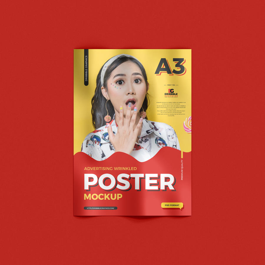 A3起皱海报样机